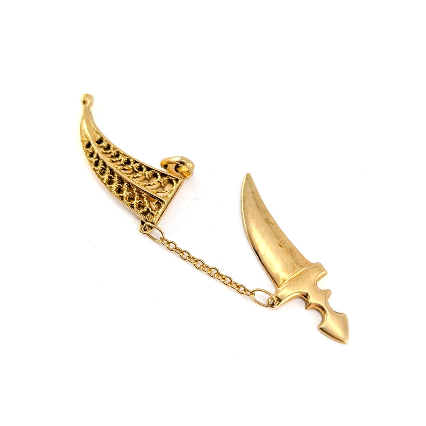 Vintage 18k Gold Mechanical Khanjar Style Dagger & Scabbard Charm