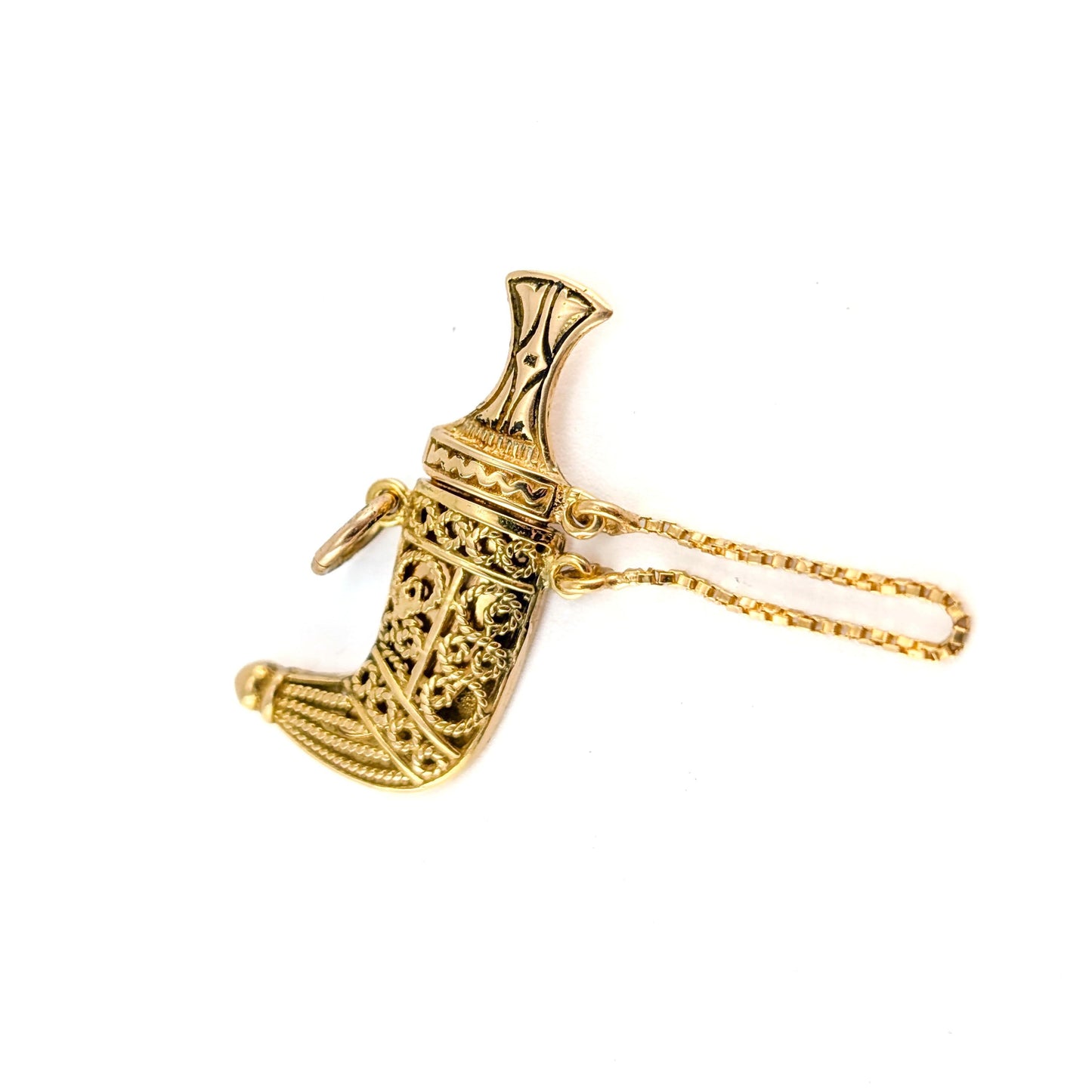 Vintage 18k Gold Mechanical Jambiya Style Dagger & Scabbard Charm