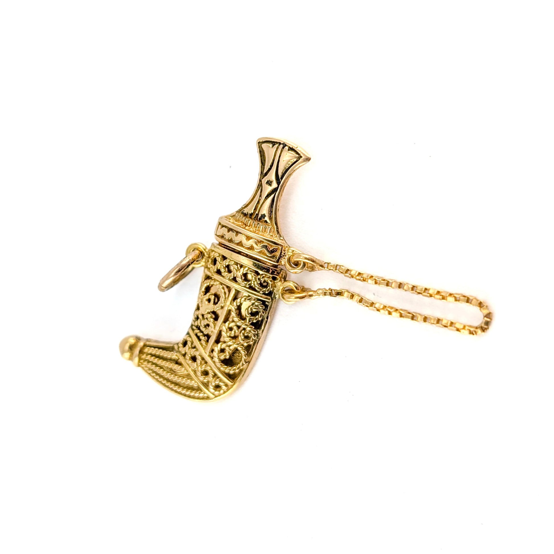 Vintage 18k Gold Mechanical Jambiya Style Dagger & Scabbard Charm