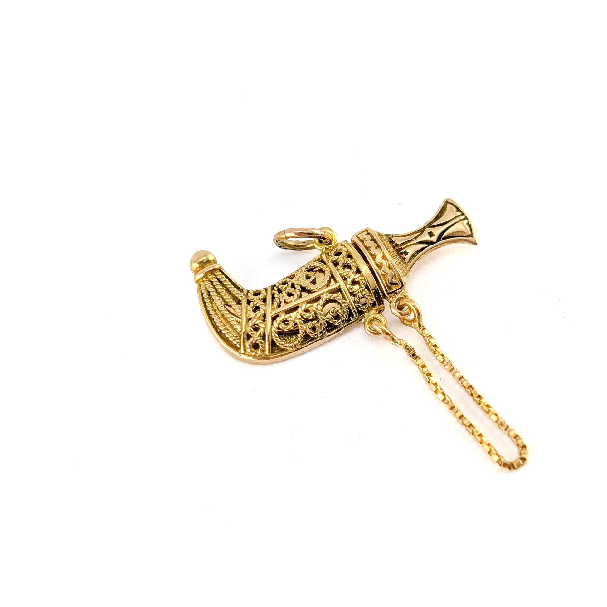 Vintage 18k Gold Mechanical Jambiya Style Dagger & Scabbard Charm