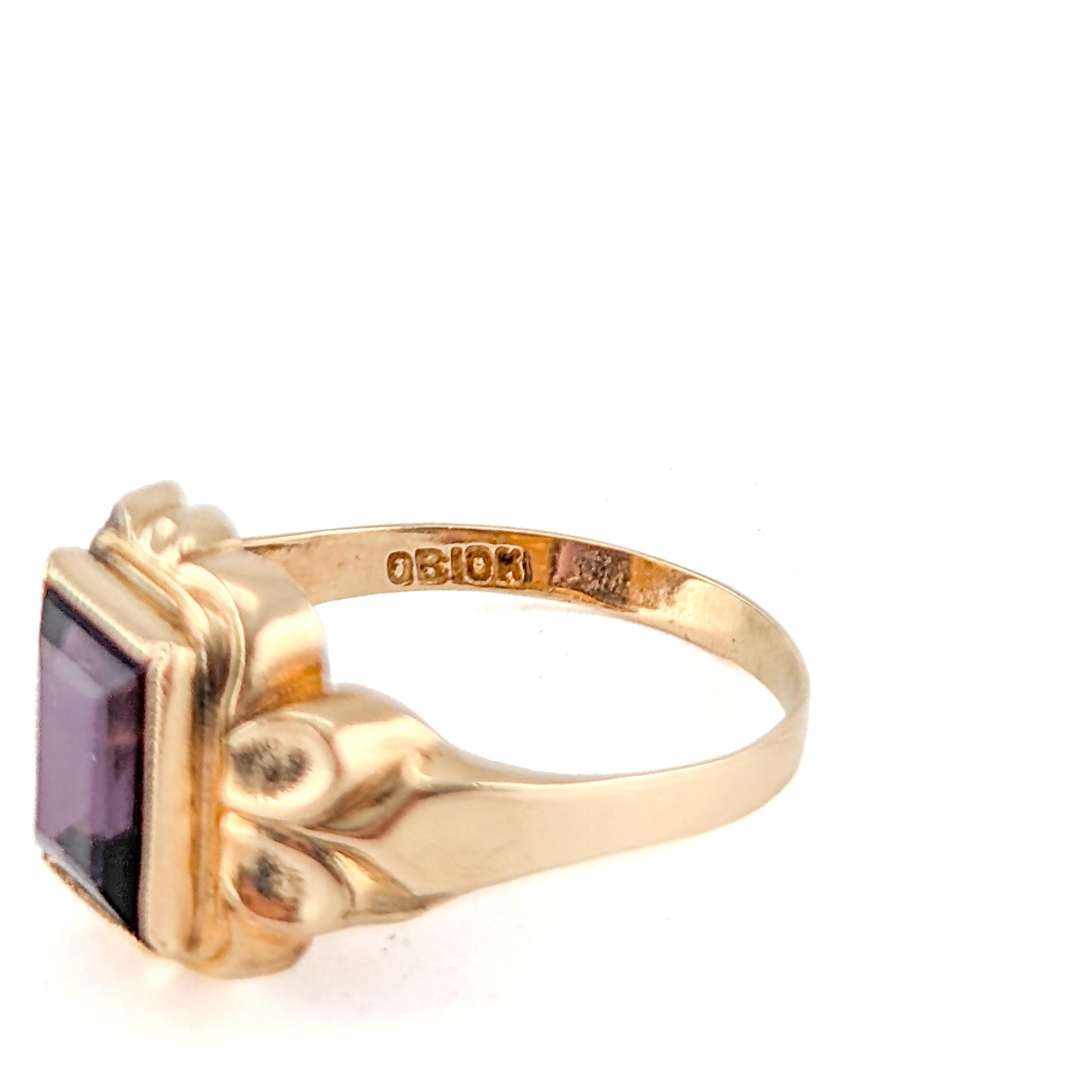 Vintage Otsby & Barton 10k Gold Purple Glass Ring