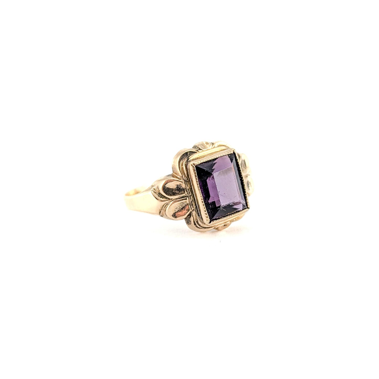 Vintage Otsby & Barton 10k Gold Purple Glass Ring