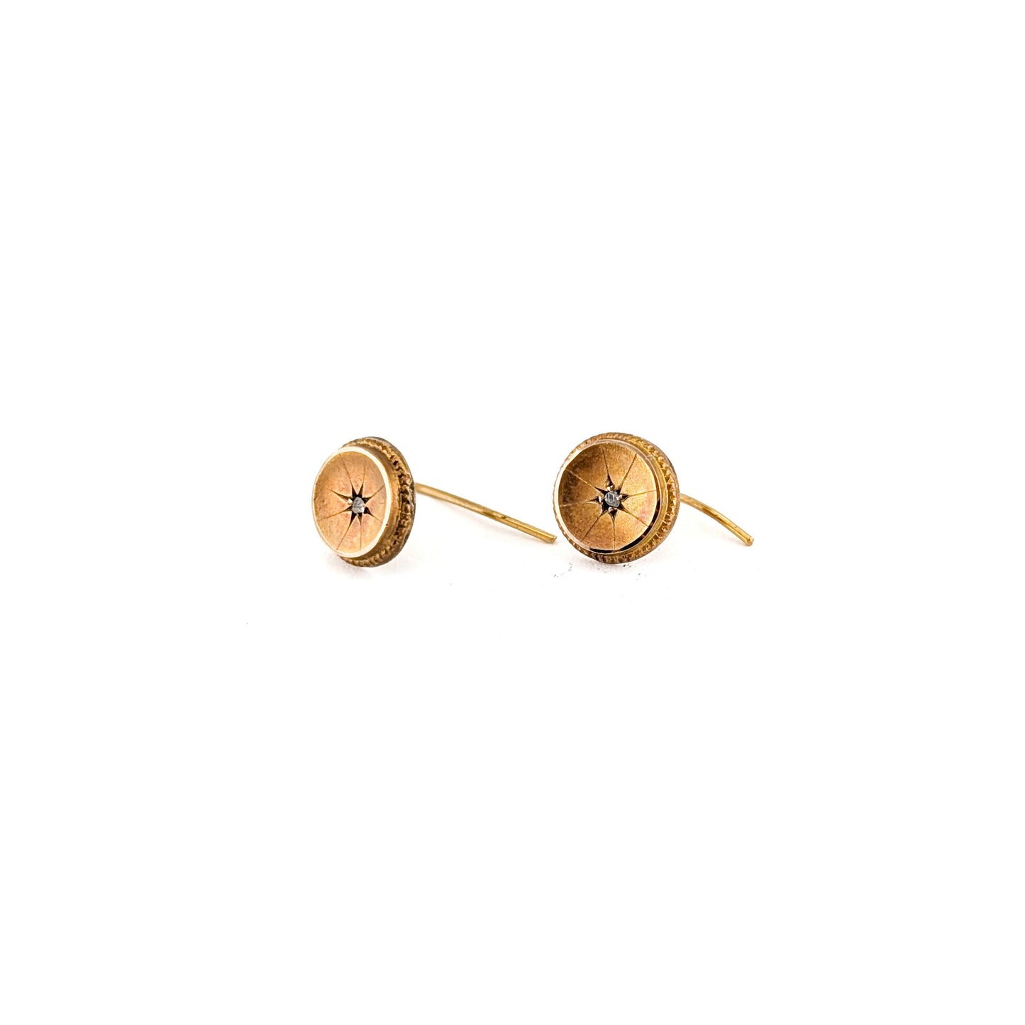 Antique Victorian 9k Gold Diamond Starburst Earrings