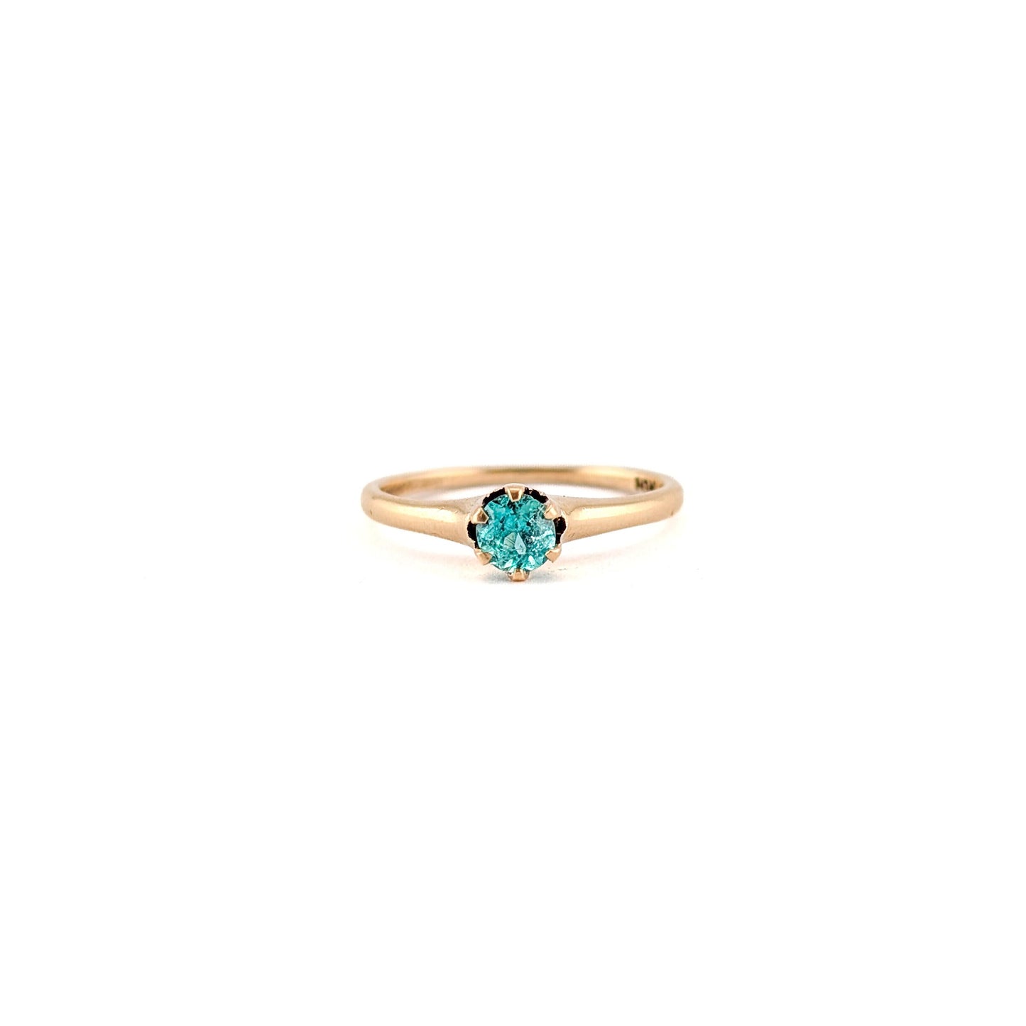 Antique 10K Yellow Gold Natural Columbian Emerald Solitaire Ring