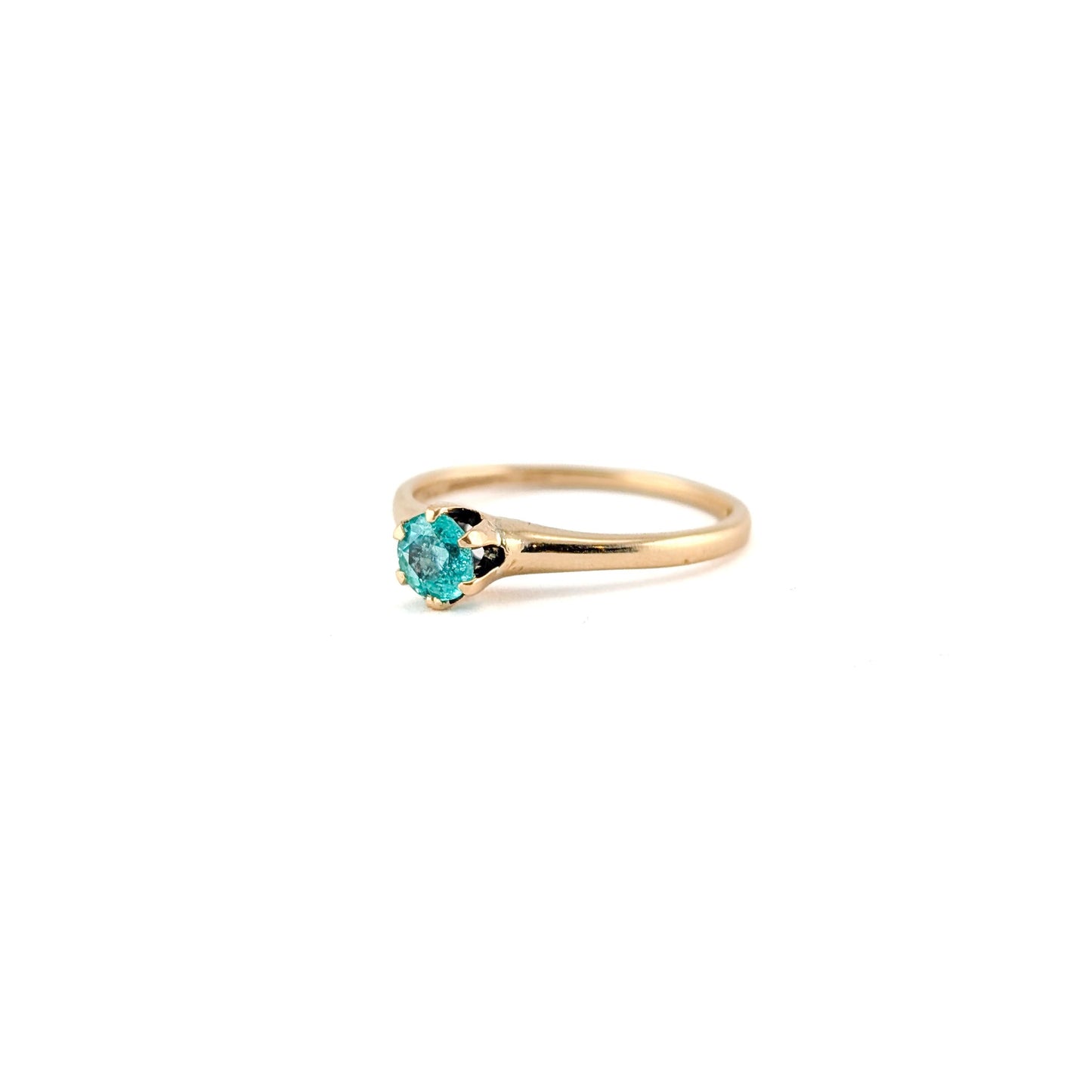 Antique 10K Yellow Gold Natural Columbian Emerald Solitaire Ring