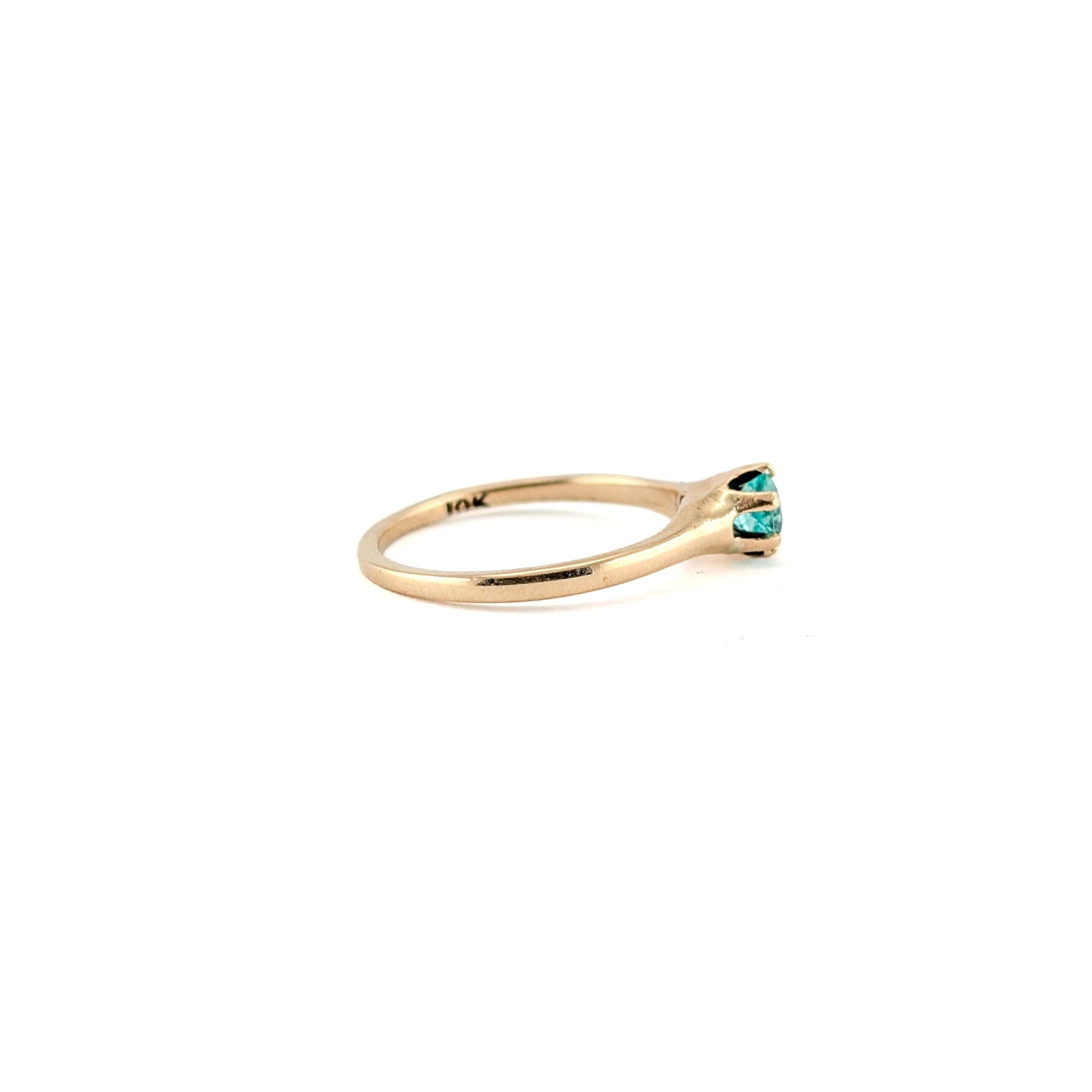 Antique 10K Yellow Gold Natural Columbian Emerald Solitaire Ring