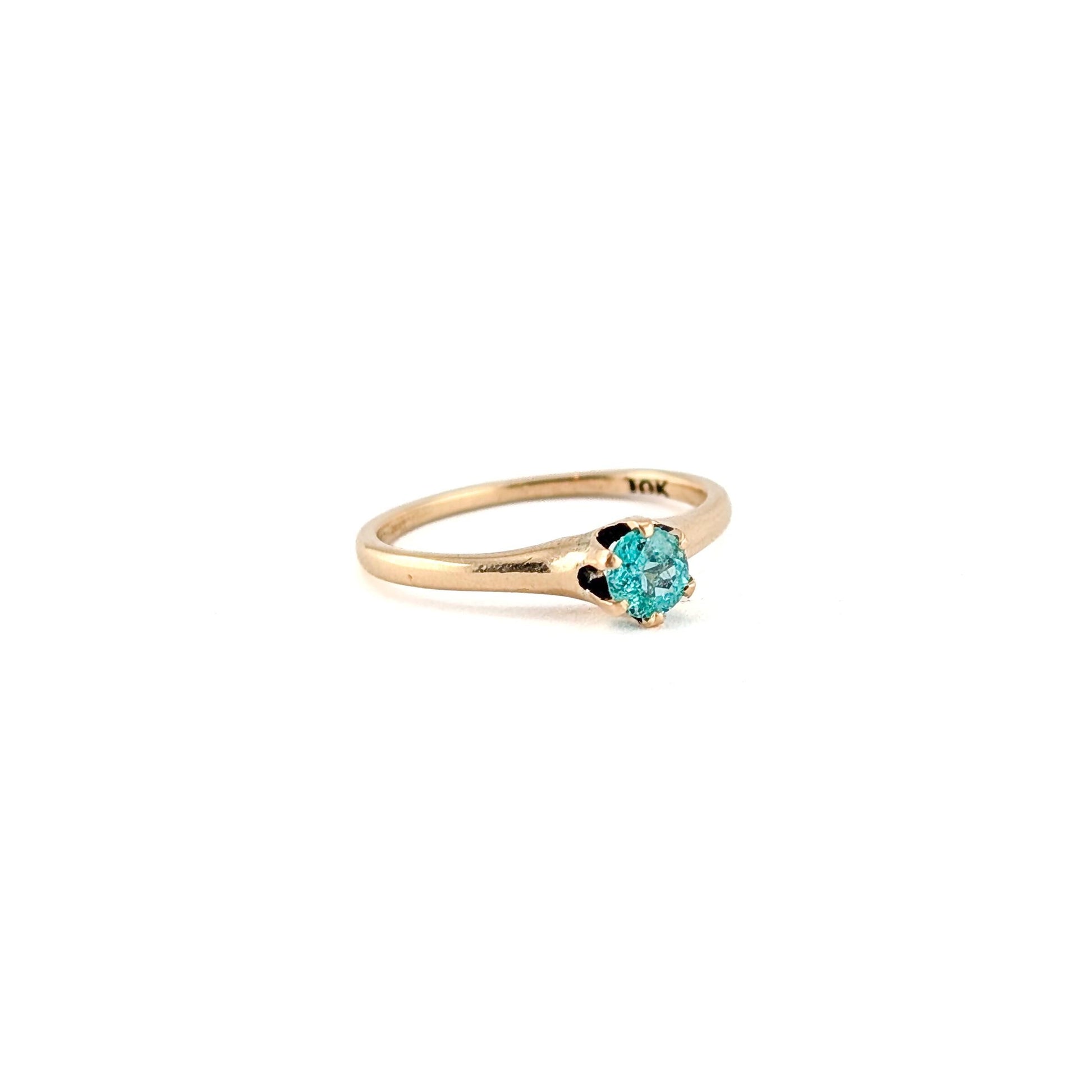 Antique 10K Yellow Gold Natural Columbian Emerald Solitaire Ring
