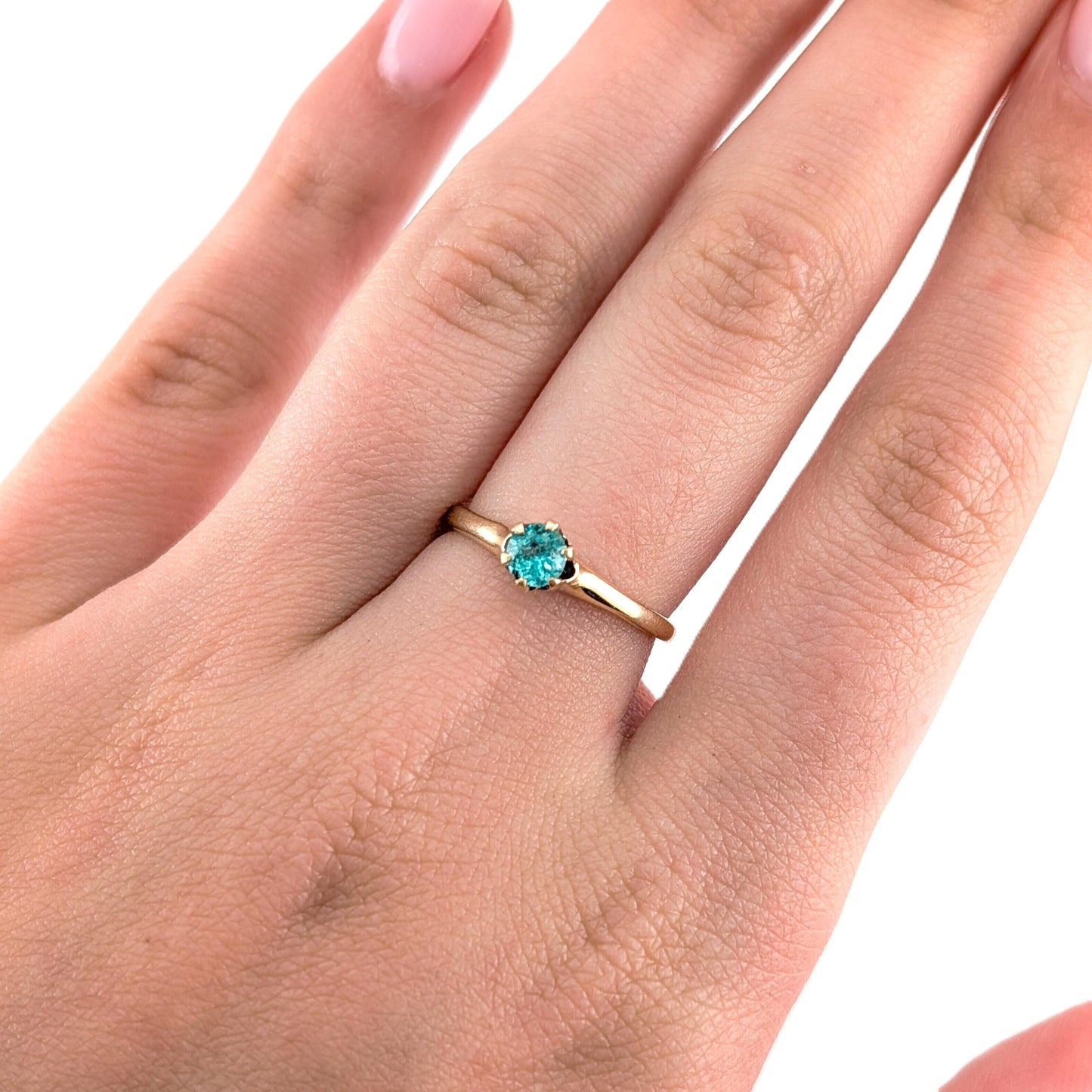 Antique 10K Yellow Gold Natural Columbian Emerald Solitaire Ring