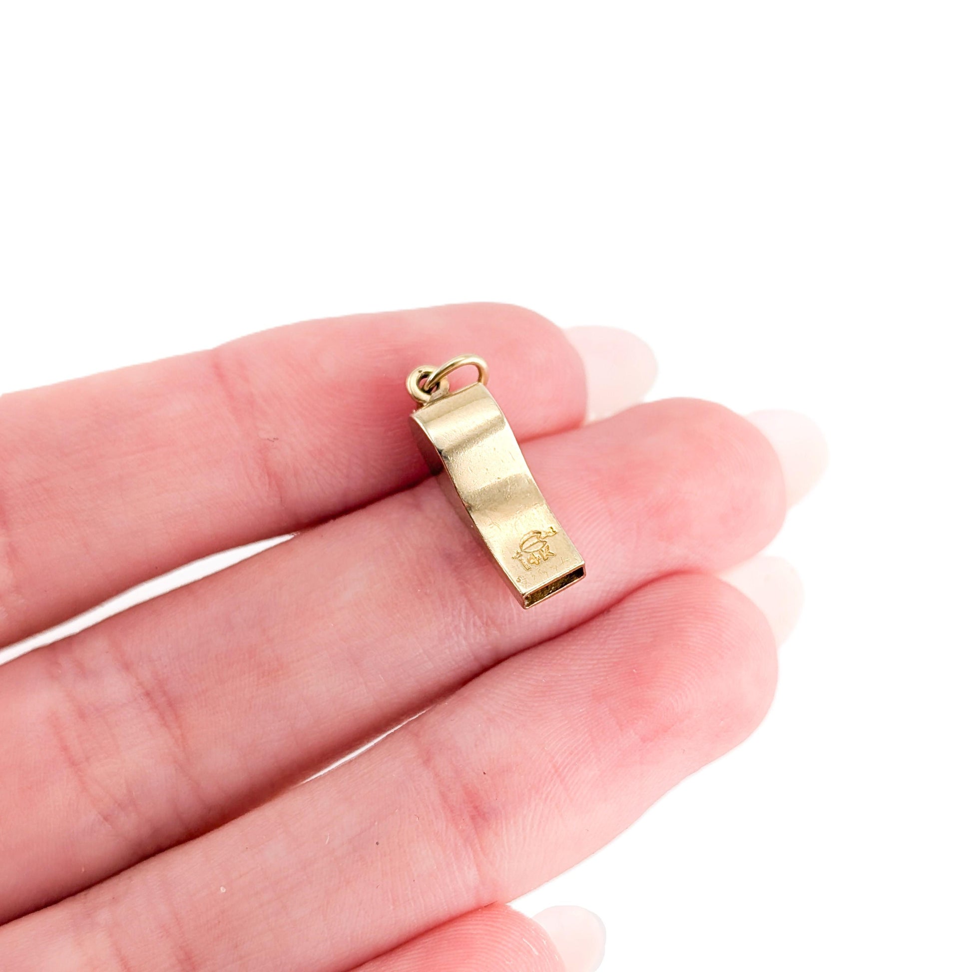 Vintage 14K Yellow Gold Whistle Charm
