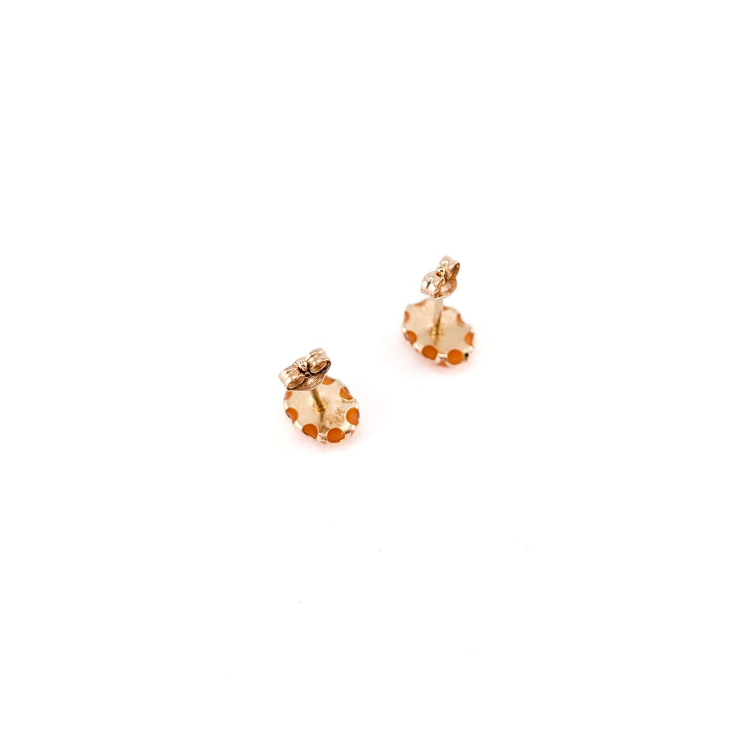 Vintage 14K Gold Hand-Carved Shell Cameo Stud Earrings