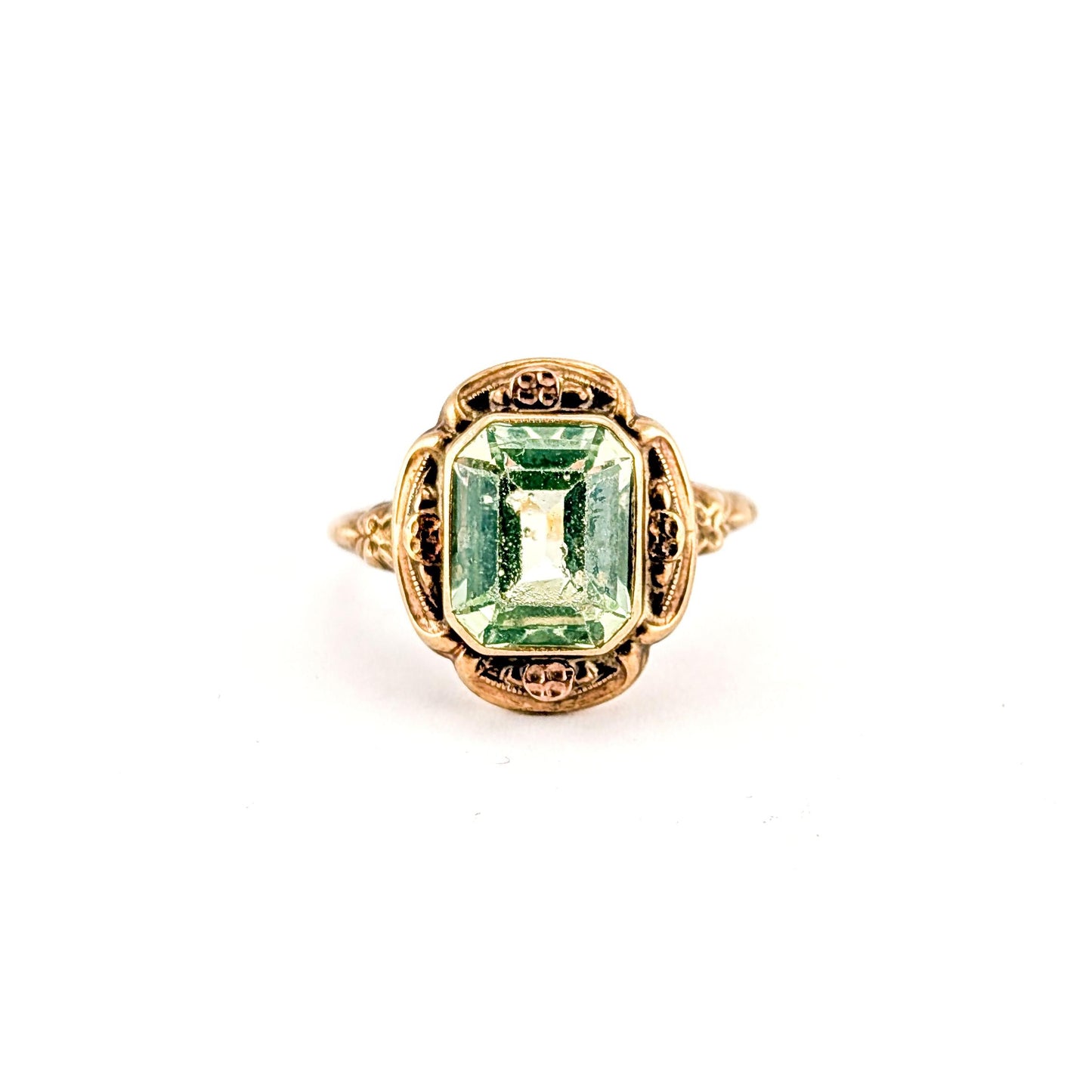 Vintage 10K Gold Synthetic Uranium Spinel Ring, Circa 1950
