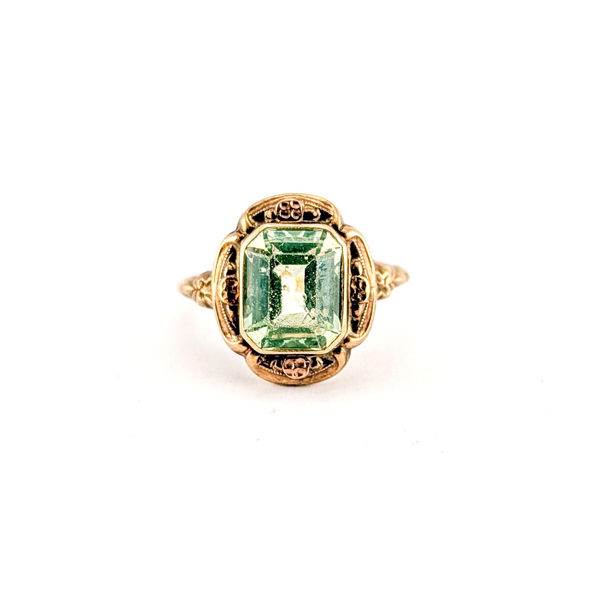 Vintage 10K Gold Synthetic Uranium Spinel Ring, Circa 1950