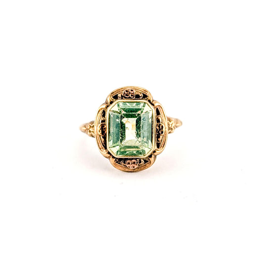 Vintage 10K Gold Synthetic Uranium Spinel Ring, Circa 1950