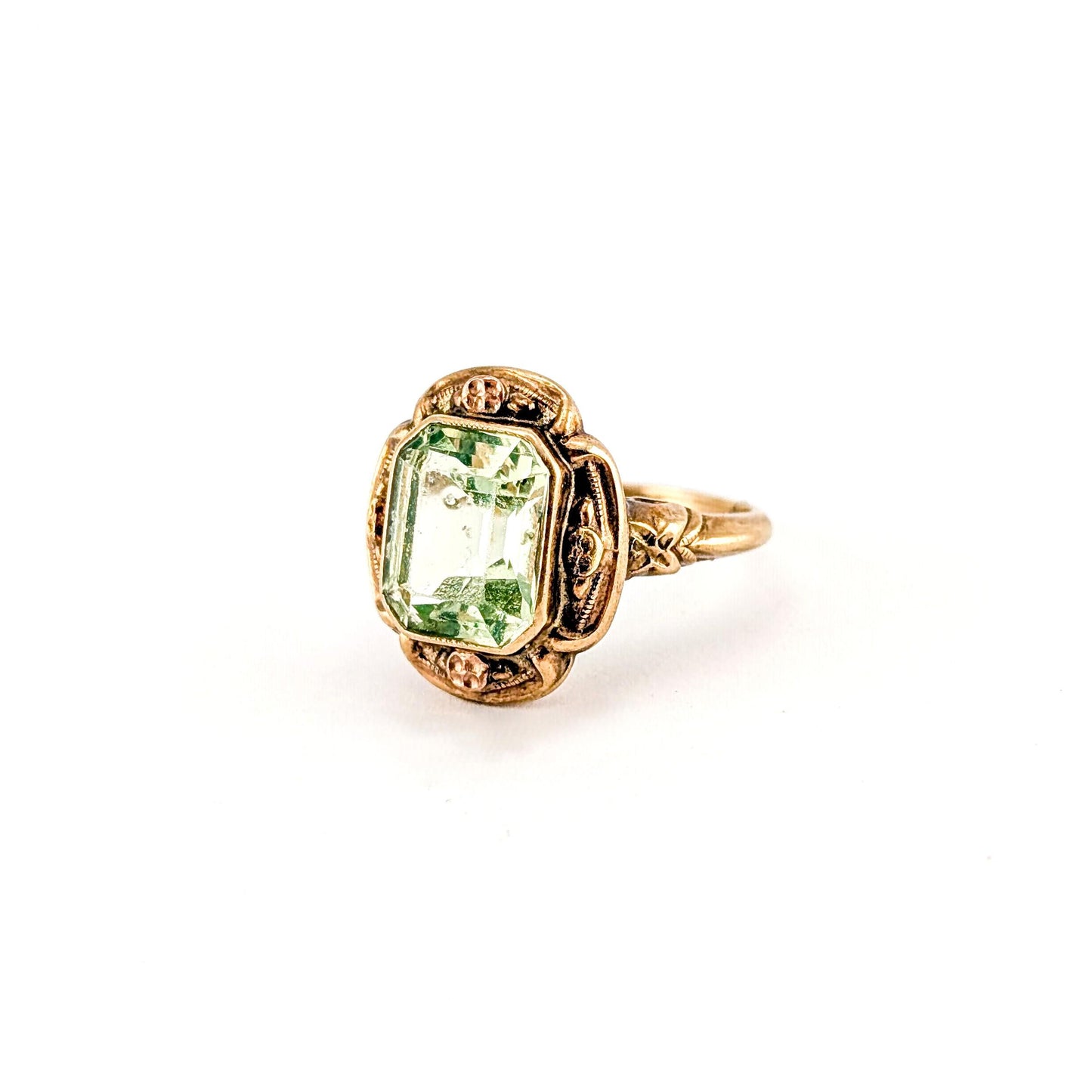 Vintage 10K Gold Synthetic Uranium Spinel Ring, Circa 1950