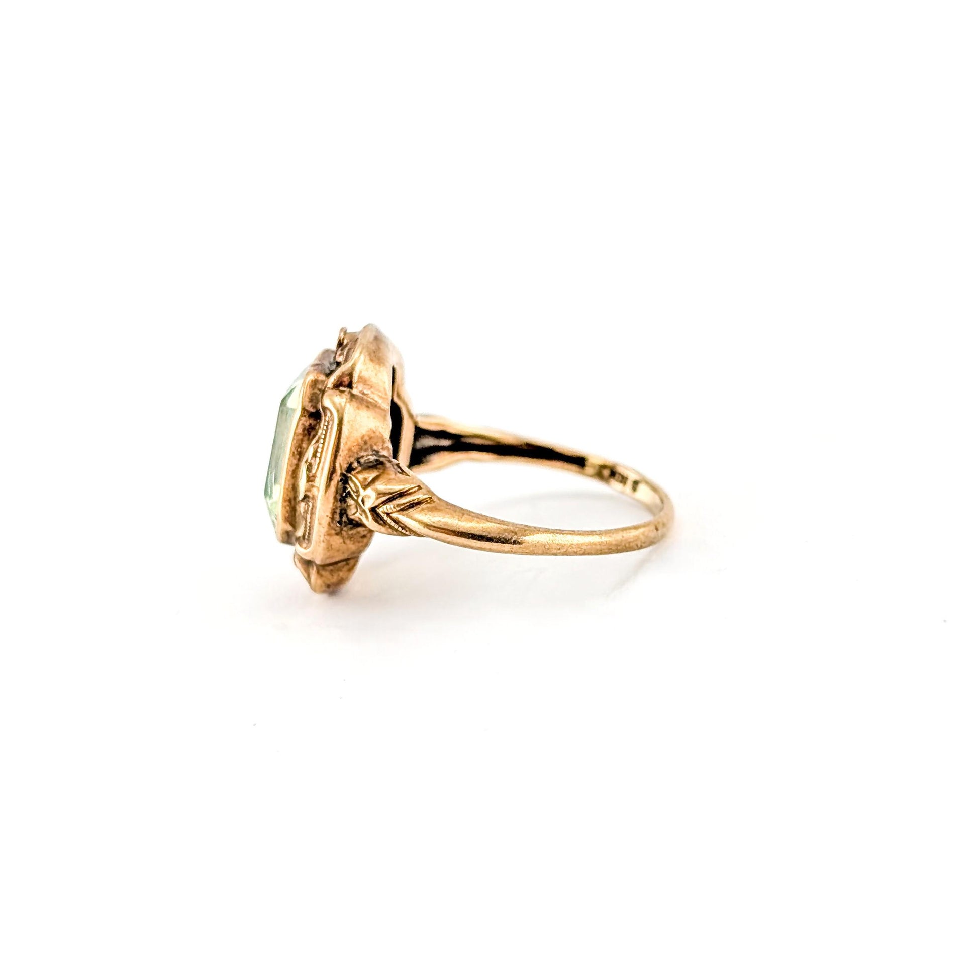 Vintage 10K Gold Synthetic Uranium Spinel Ring, Circa 1950