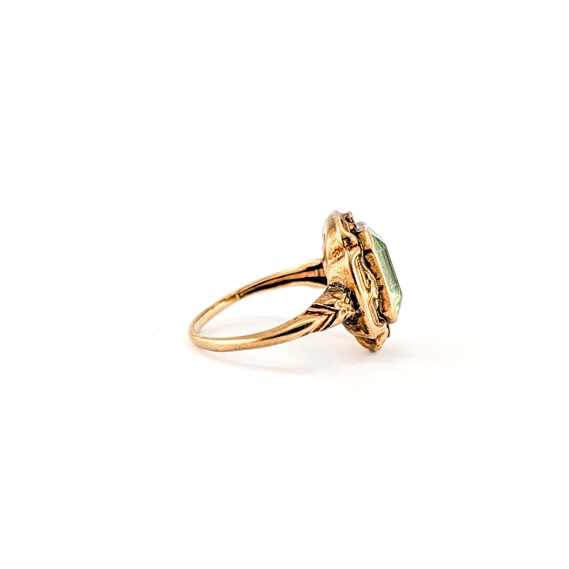 Vintage 10K Gold Synthetic Uranium Spinel Ring, Circa 1950