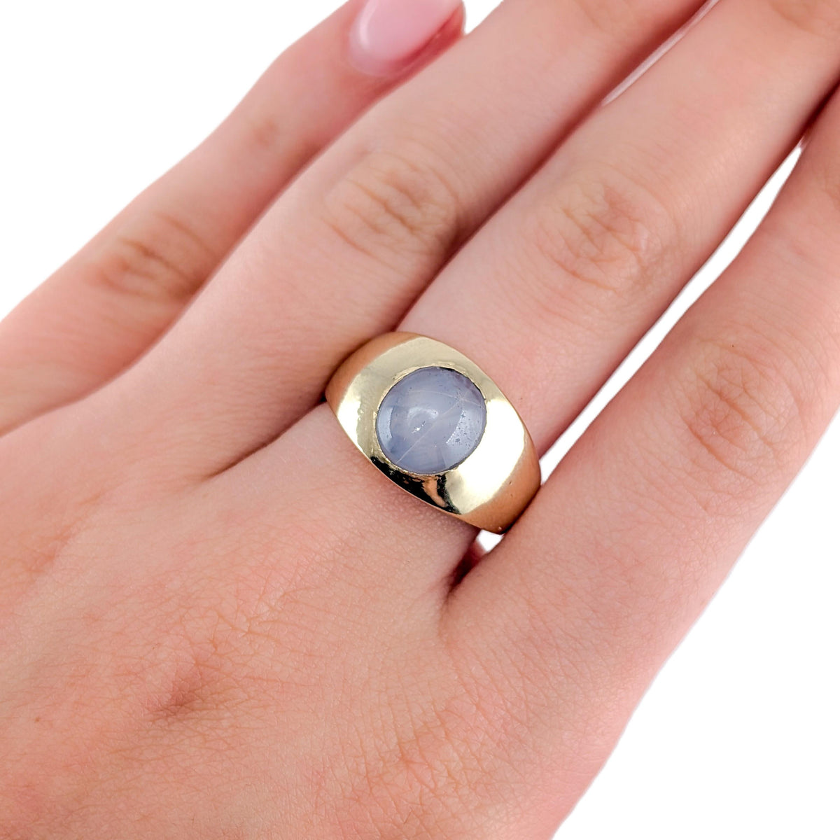 Vintage 14K Gold Natural White Star Sapphire Ring