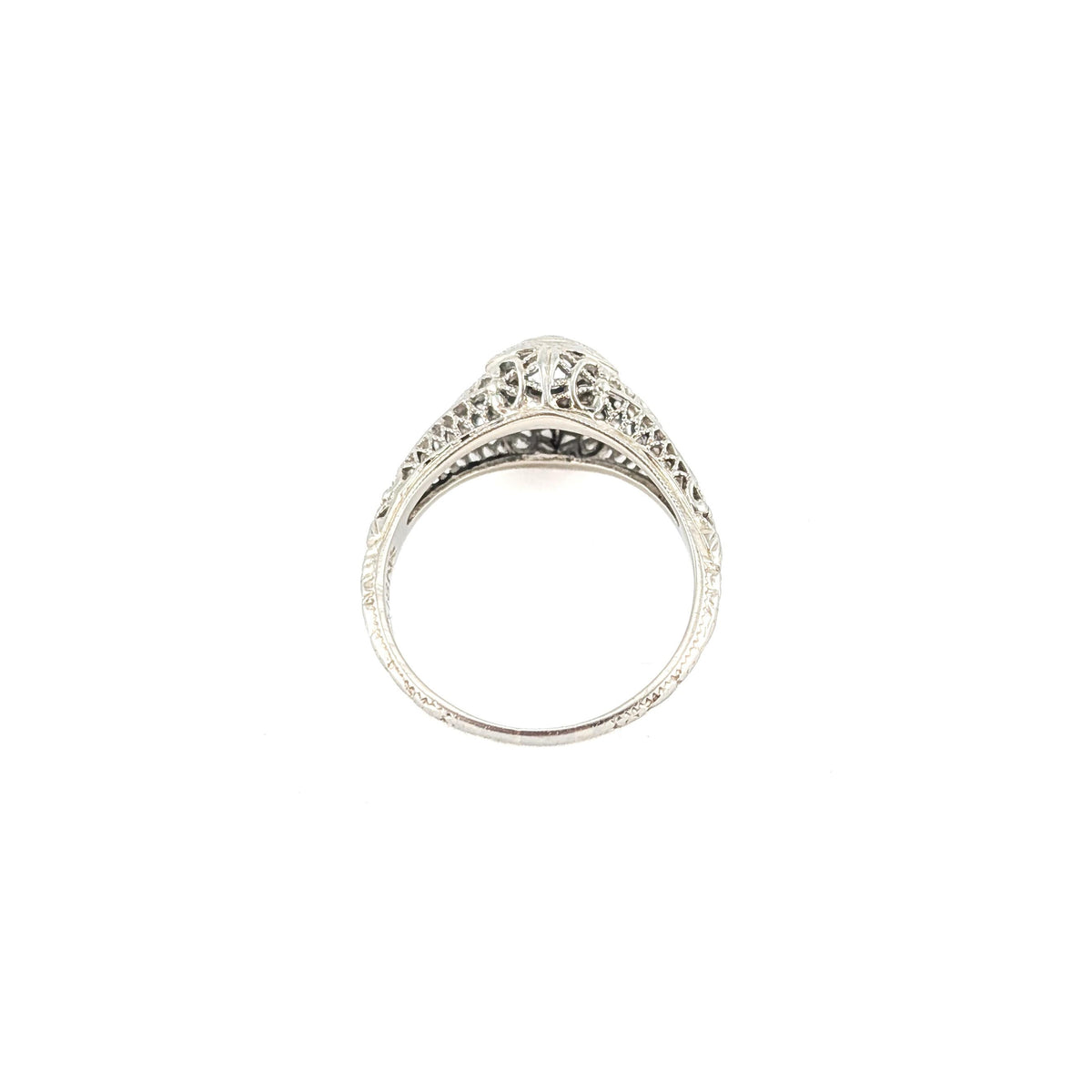 Antique Art Deco 18K White Gold White Sapphire Ring