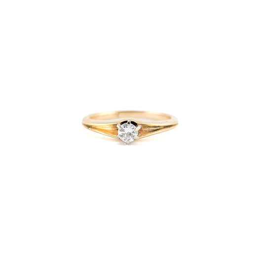 Vintage Brogan 14K Gold Old European Cut Diamond Solitaire Ring