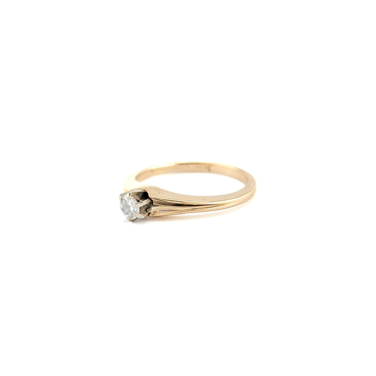 Vintage Brogan 14K Gold Old European Cut Diamond Solitaire Ring