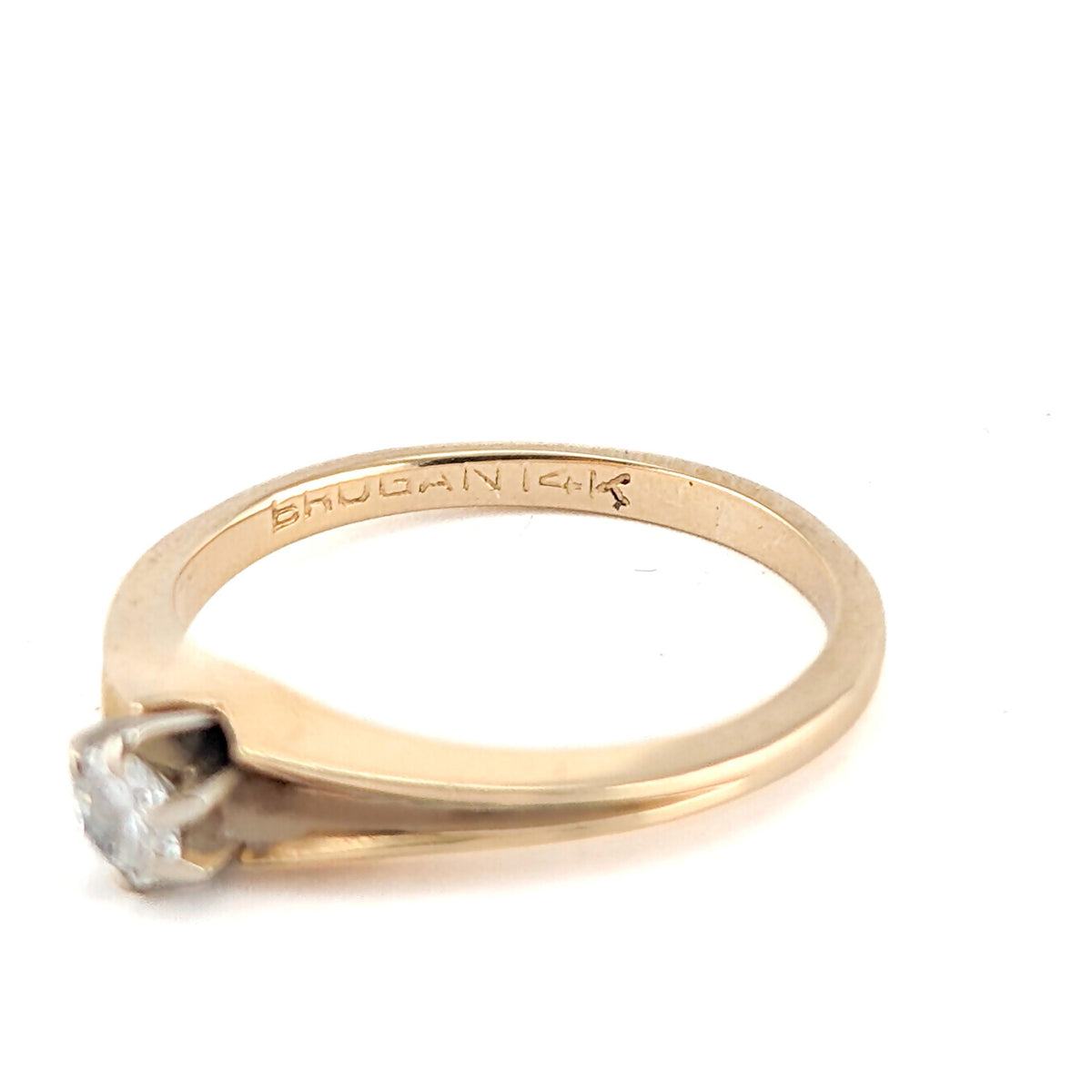 Vintage Brogan 14K Gold Old European Cut Diamond Solitaire Ring