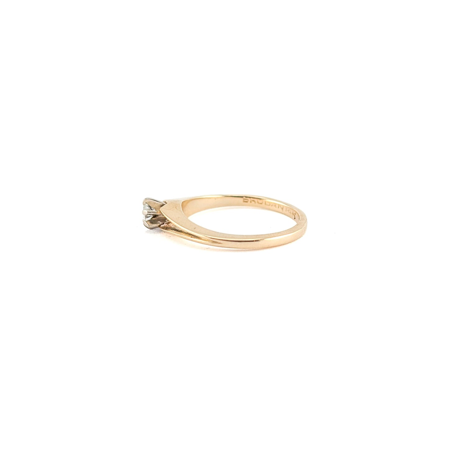 Vintage Brogan 14K Gold Old European Cut Diamond Solitaire Ring