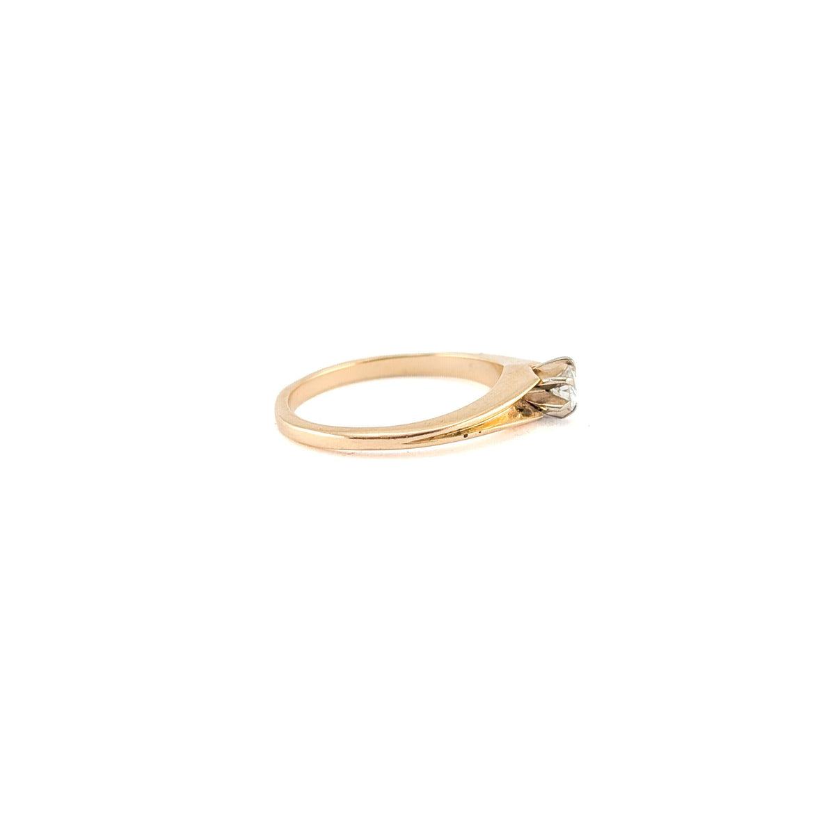 Vintage Brogan 14K Gold Old European Cut Diamond Solitaire Ring