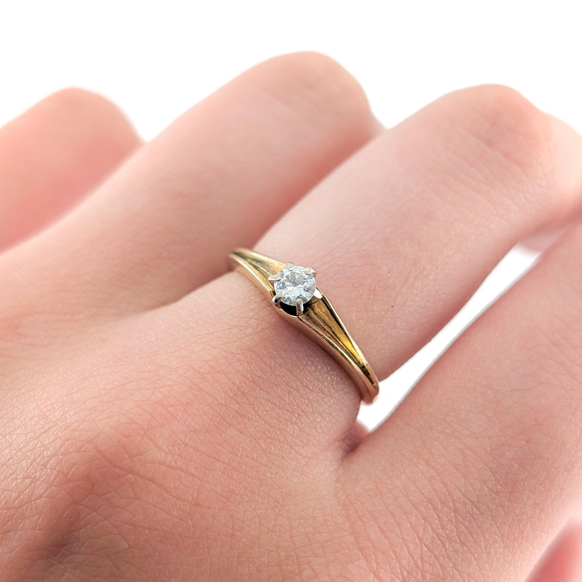 Vintage Brogan 14K Gold Old European Cut Diamond Solitaire Ring
