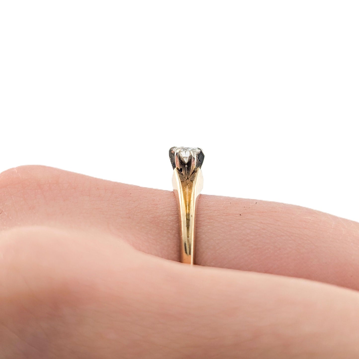 Vintage Brogan 14K Gold Old European Cut Diamond Solitaire Ring