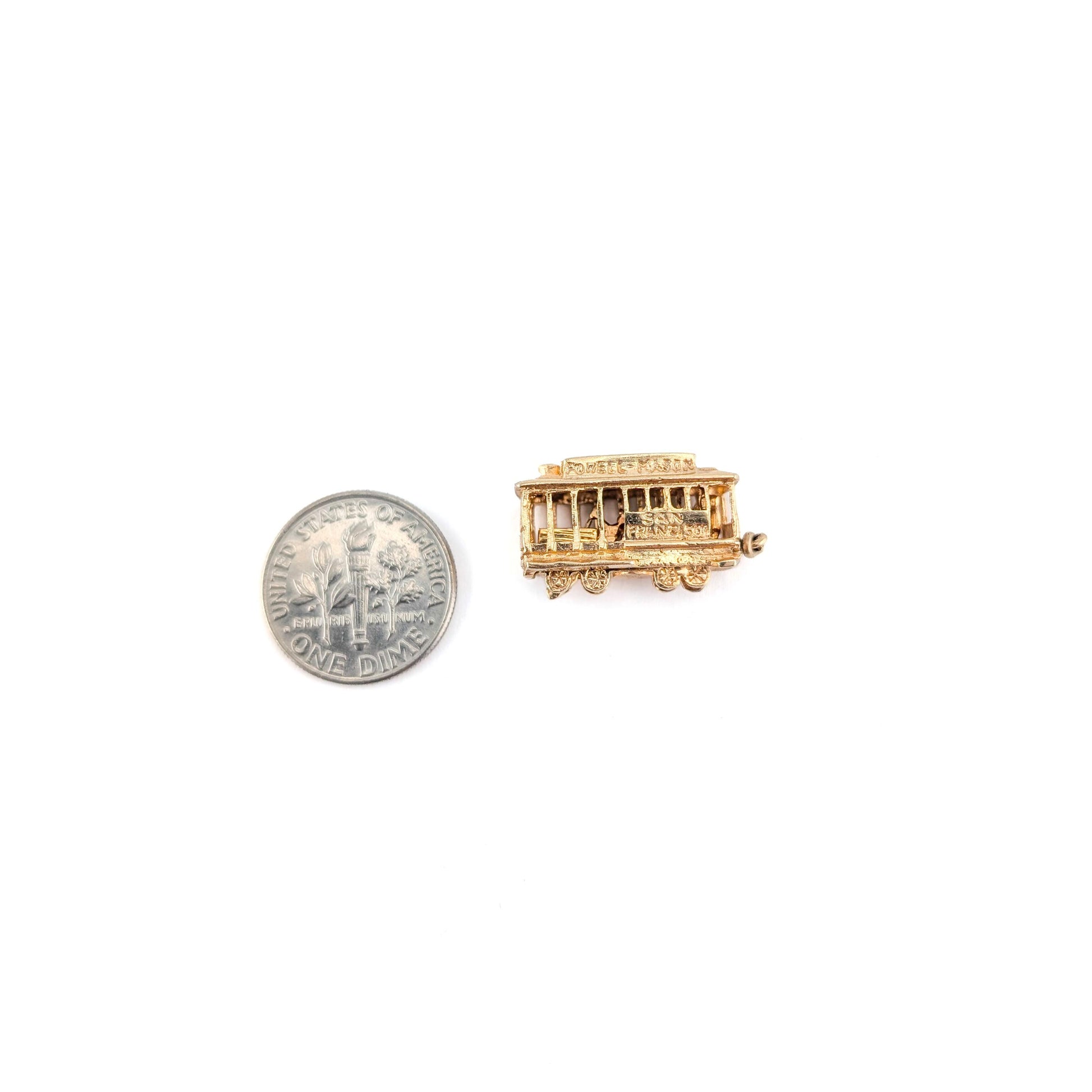 Vintage 14K Gold Cable Car Charm