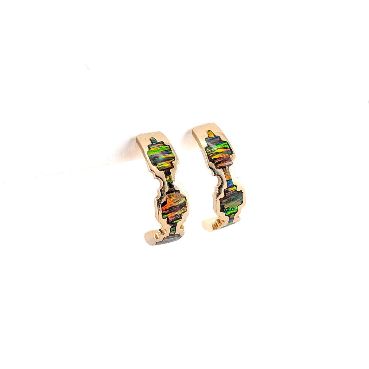Vintage 14K Black Opal Earrings