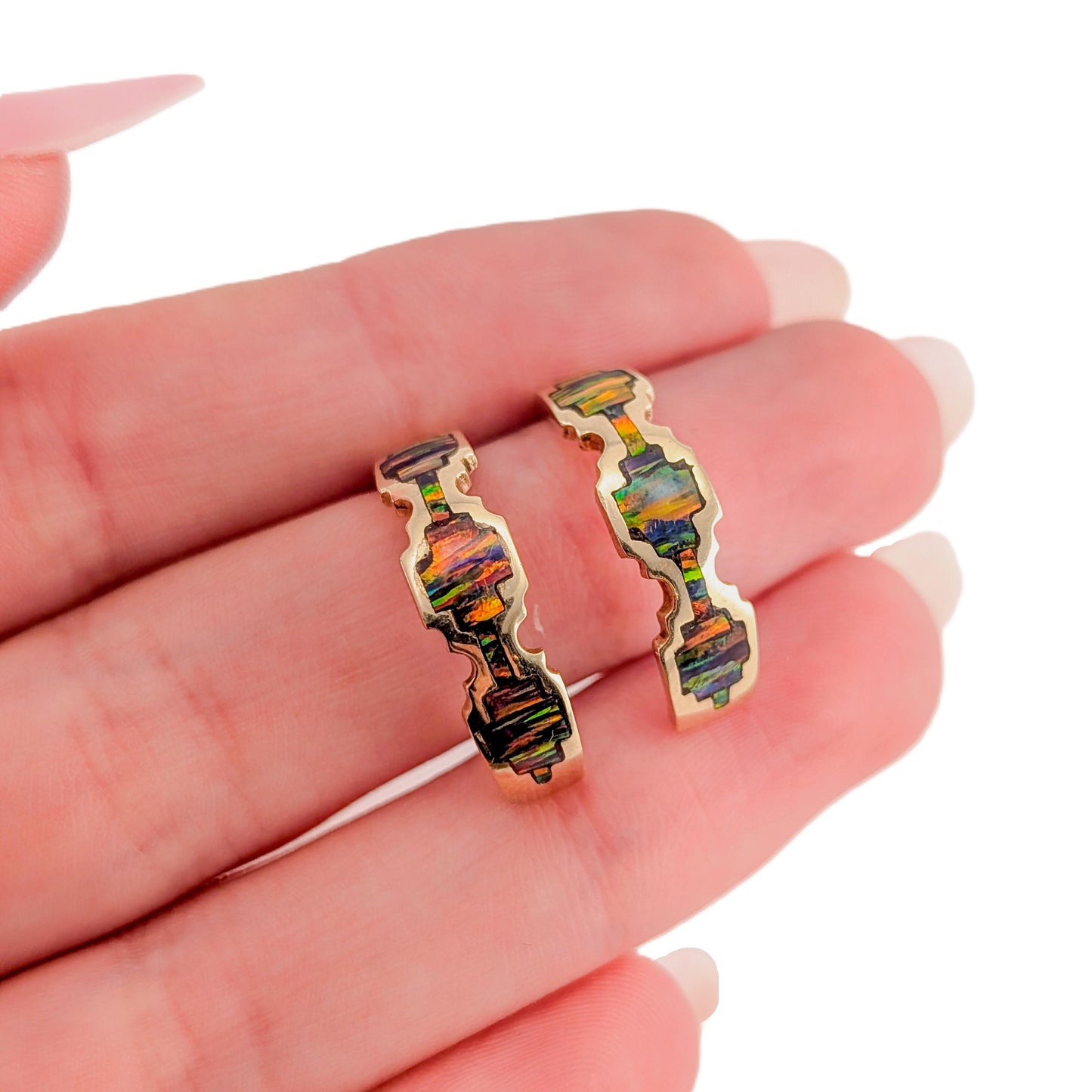 Vintage 14K Black Opal Earrings