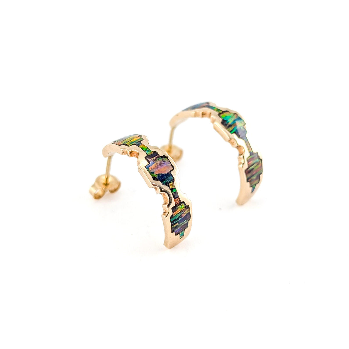 Vintage 14K Black Opal Earrings