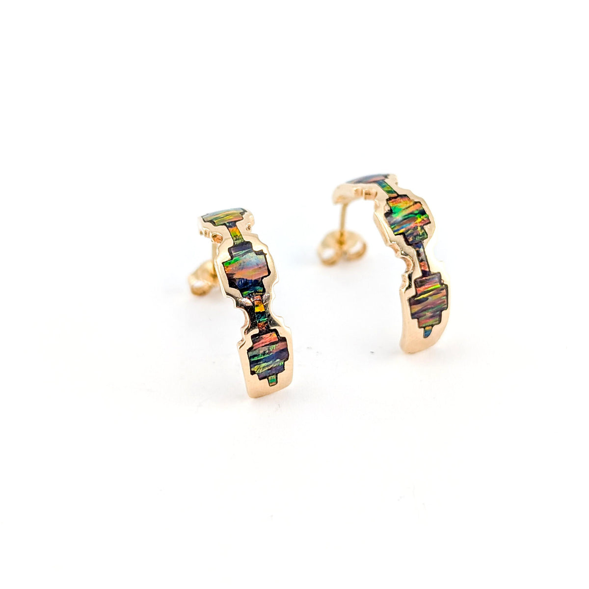 Vintage 14K Black Opal Earrings