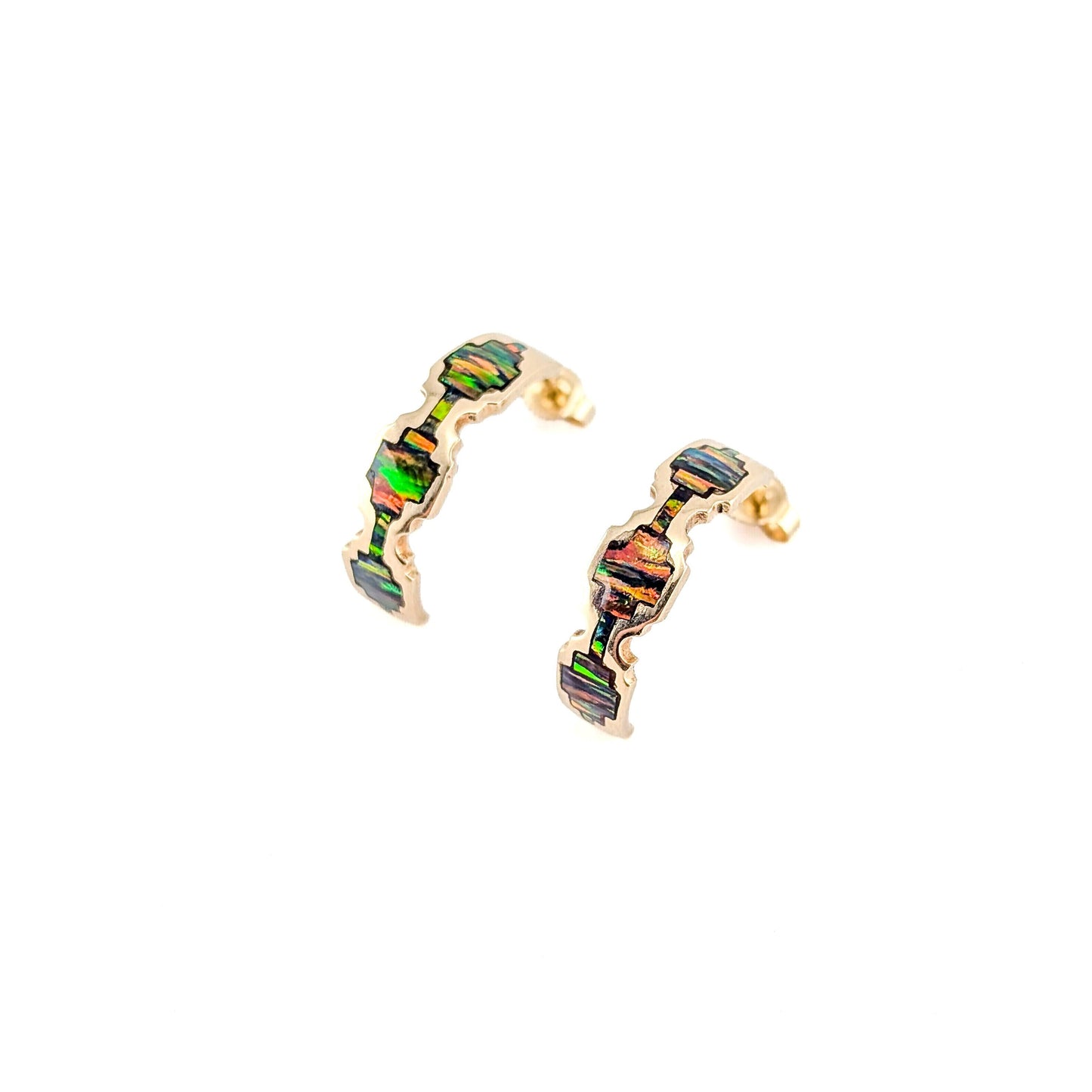 Vintage 14K Black Opal Earrings