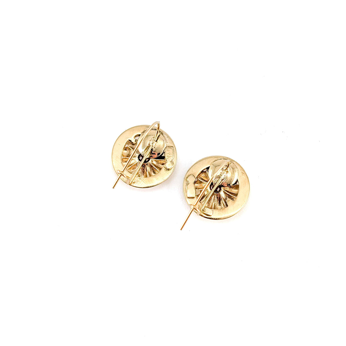 Antique Edwardian 14K Gold Orange Sapphire Earrings