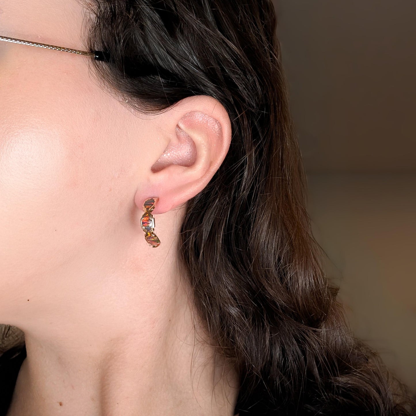 Vintage 14K Black Opal Earrings