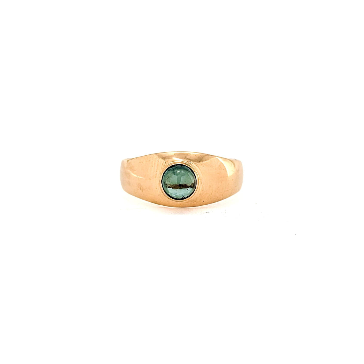 Vintage 18K Gold Green Tourmaline Cabochon Ring