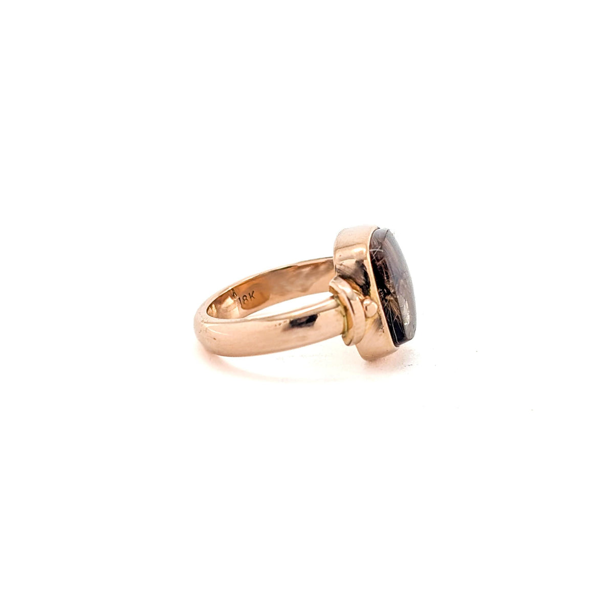 Vintage 18K Gold Rutilated Quartz Cabochon Ring