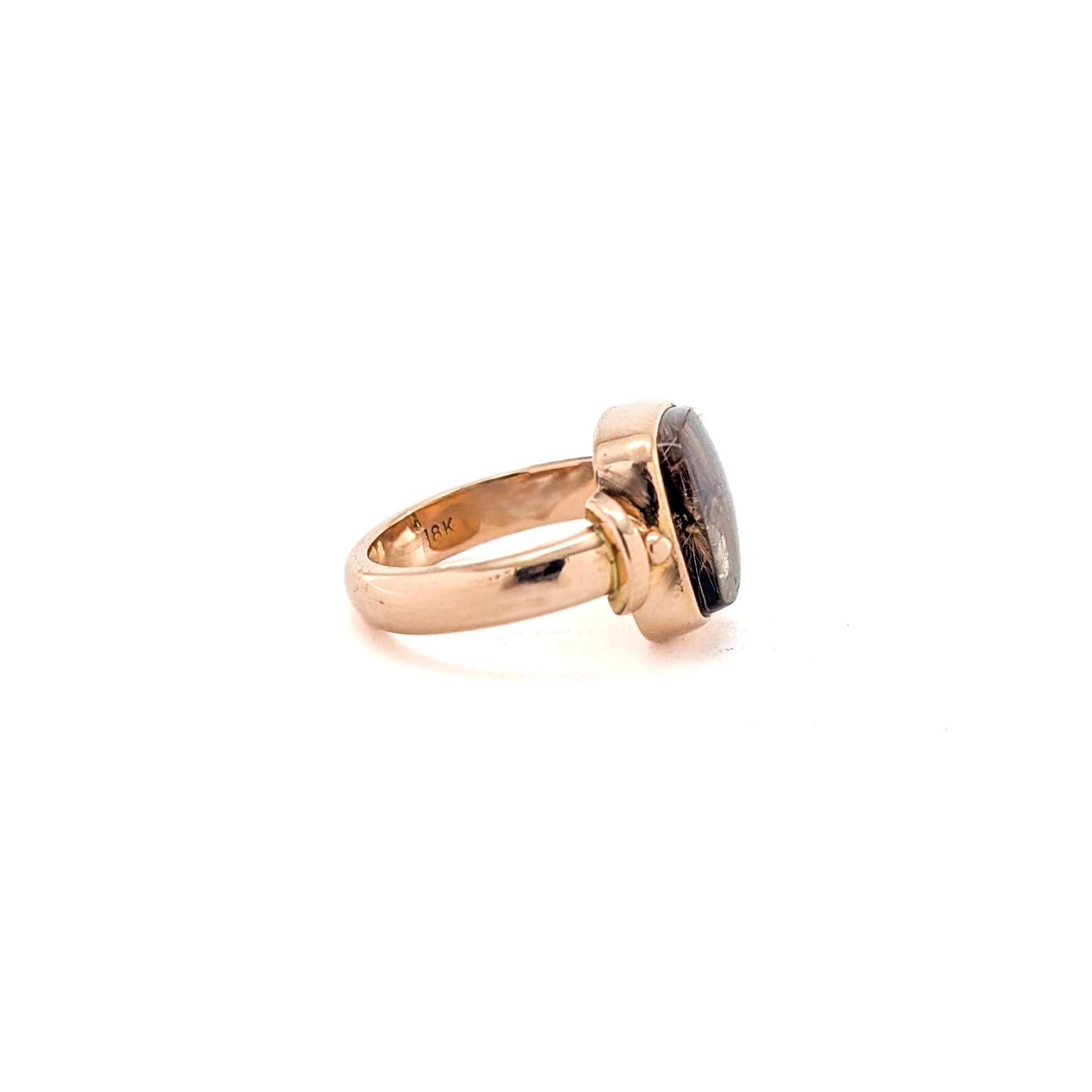 Vintage 18K Gold Rutilated Quartz Cabochon Ring