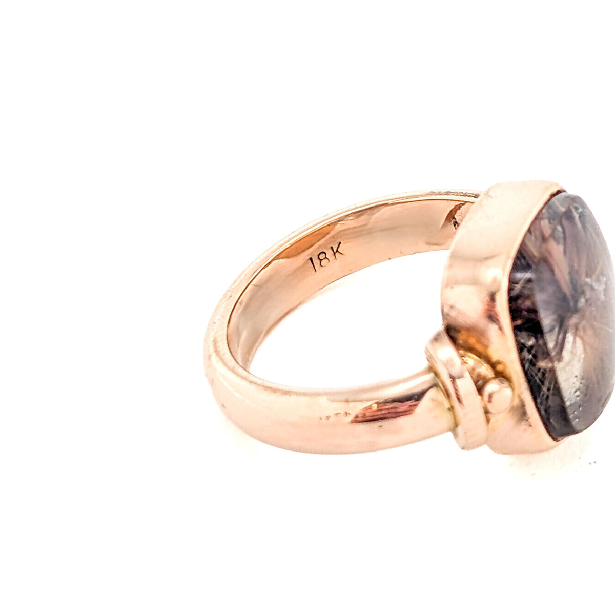 Vintage 18K Gold Rutilated Quartz Cabochon Ring