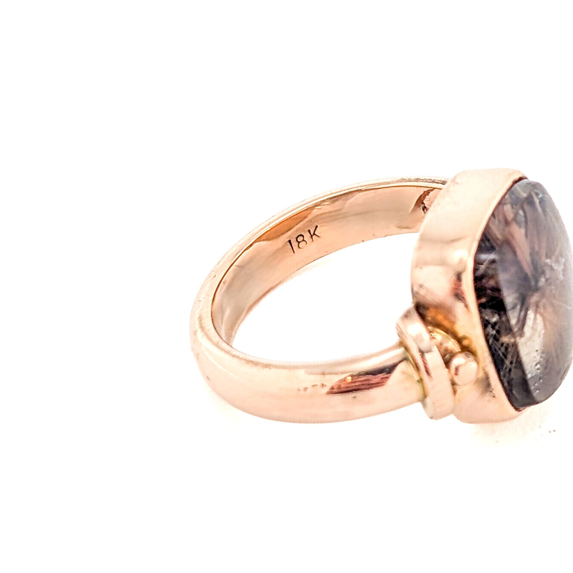 Vintage 18K Gold Rutilated Quartz Cabochon Ring