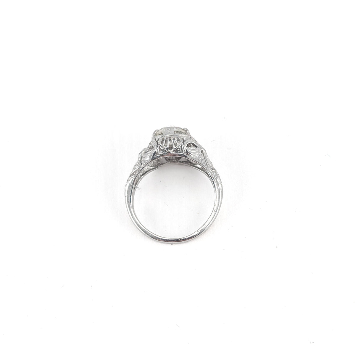 Antique Art Deco Platinum 0.81 Ct Old Mine Cut Diamond Ring, GIA Report