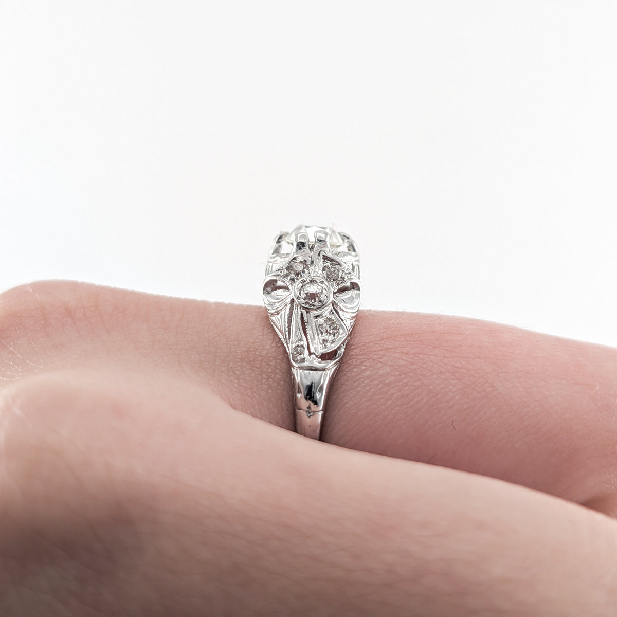 Antique Art Deco Platinum 0.81 Ct Old Mine Cut Diamond Ring, GIA Report