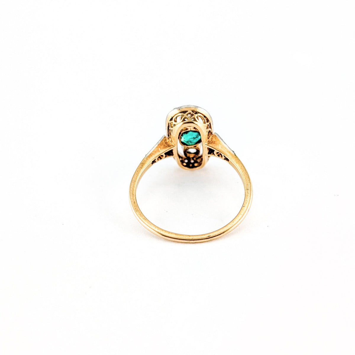 Antique Art Deco Emerald & Old European Cut Diamond Ring