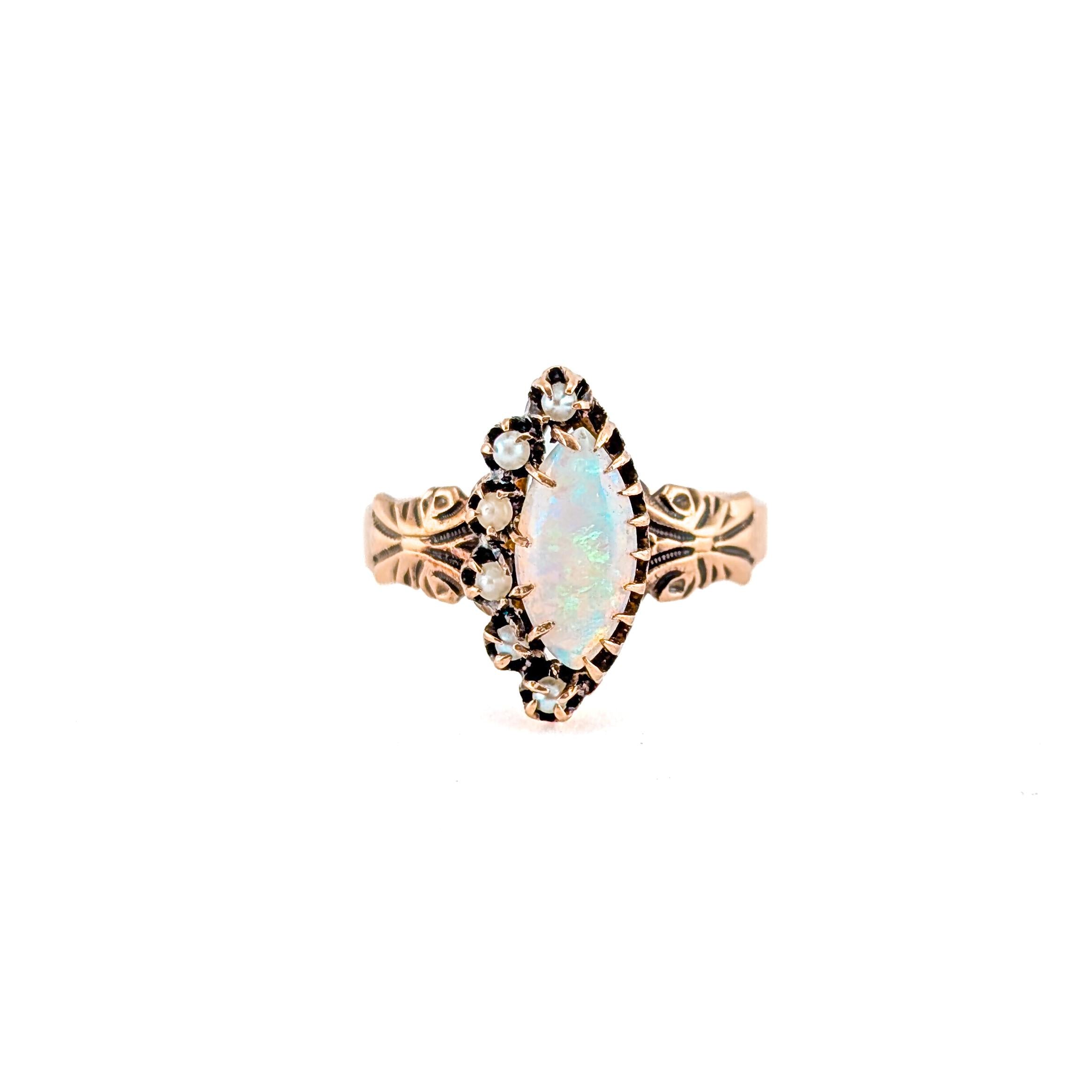 Antique Victorian 10K Gold Opal & Seed Pearl Ring – Gilded Roach