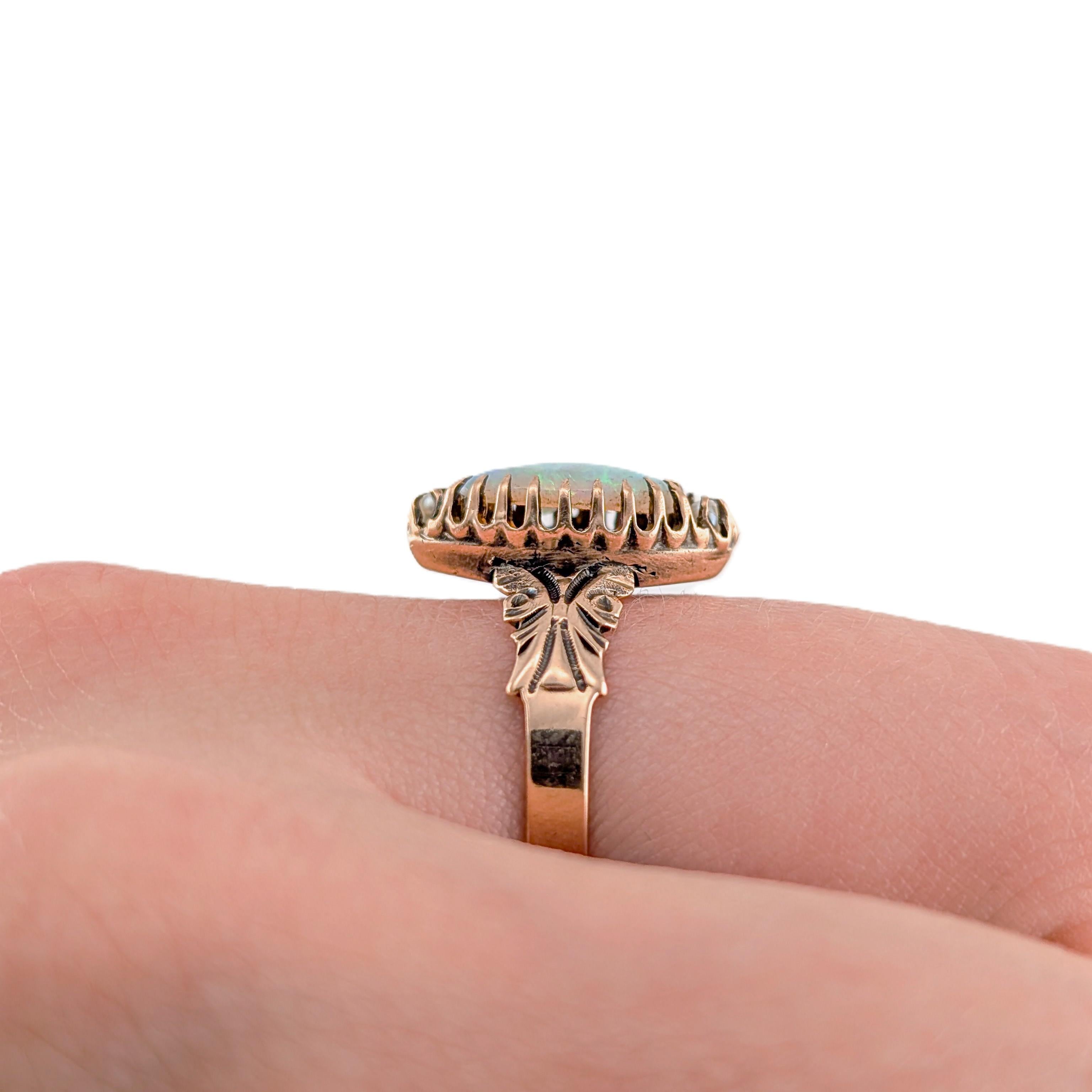 Antique Victorian 10K Gold Opal & Seed Pearl Ring – Gilded Roach