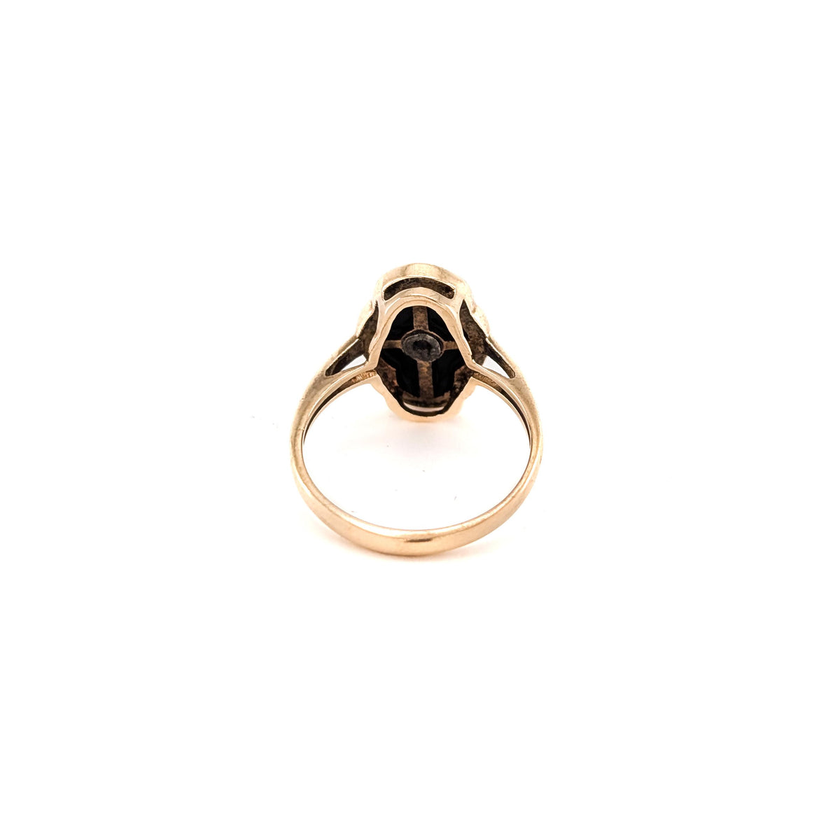 Vintage 10K Gold Black Onyx & Diamond Ring