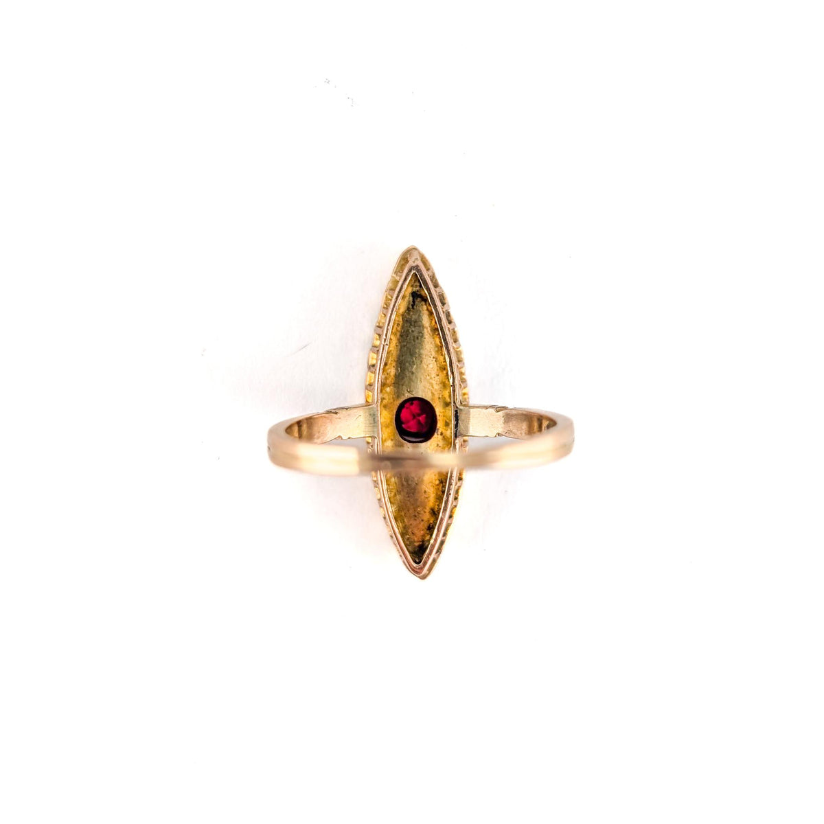 Antique Victorian 14K Gold Rose-Cut Diamond & Tourmaline Ring