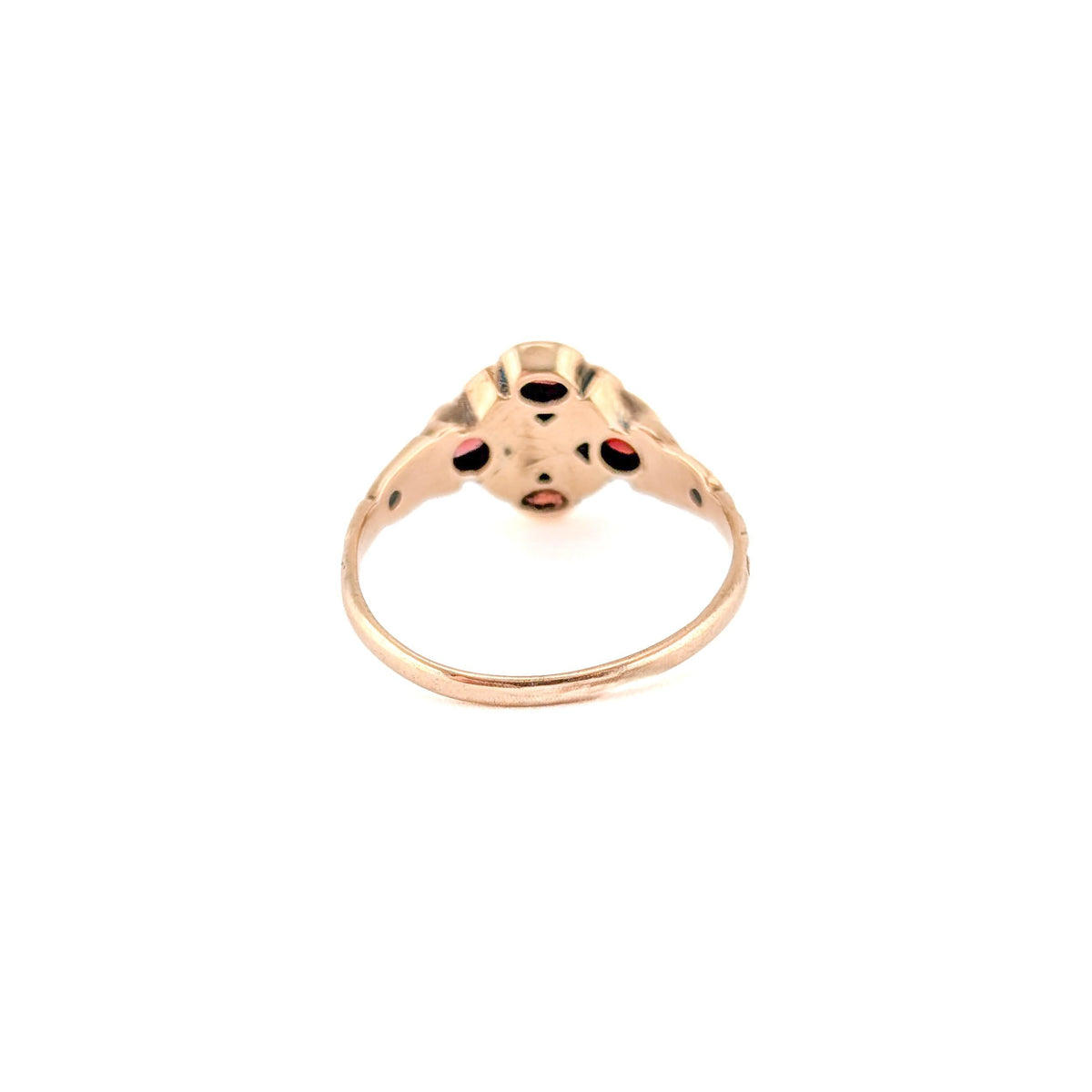 Antique Victorian 10K Gold Garnet & Seed Pearl Cluster Ring